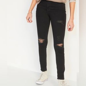 High-Waisted Black Ripped Skinny Jeans for Women